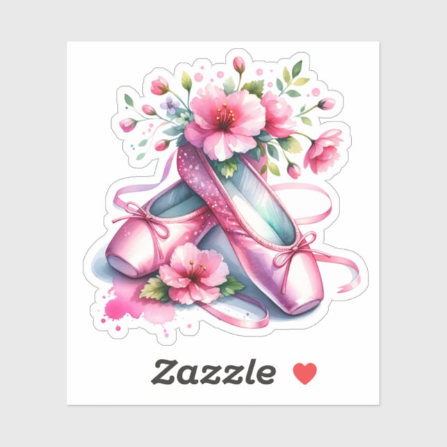 Hübsch rosa Ballettschuhe und Blume Aufkleber (Blatt)
