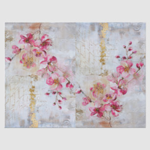 Hübsch rosa bedrückte Vintage Kirschblüten Seidenpapier