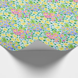Hübsch, rosa, blau, gelbe Primrosen, blühend Geschenkpapier