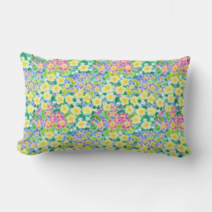 Hübsch, rosa, blau, gelbe Primrosen Lumbar Kissen