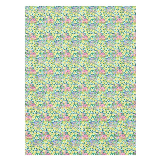 Hübsch rosa, blau, gelbe Primrosen Tablette Tischdecke (Vorderseite)