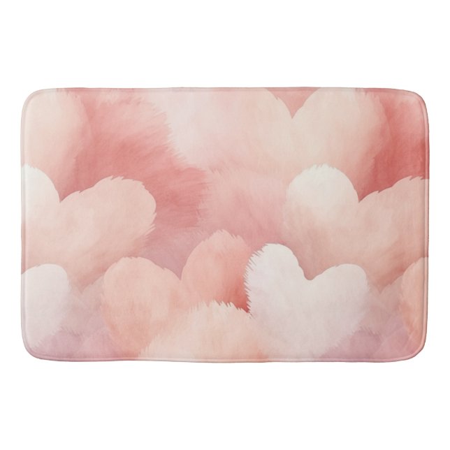 Hübsch rosa, blaue Herzen Badematte (Vorderseite)
