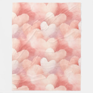 Hübsch rosa, blaue Herzen Fleecedecke