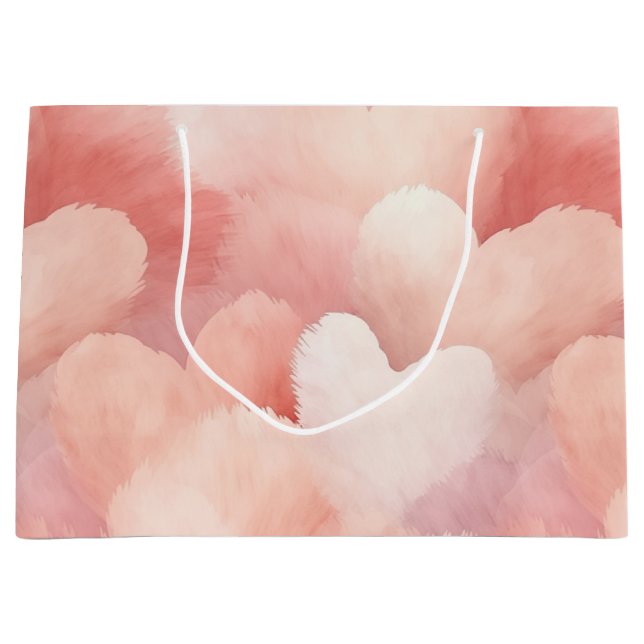 Hübsch rosa, blaue Herzen Große Geschenktüte (Vorderseite)