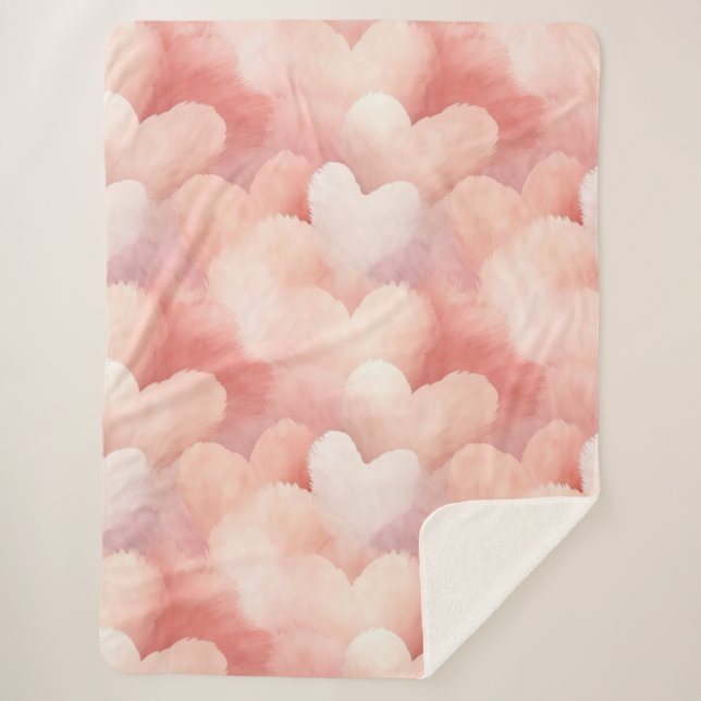 Hübsch rosa, blaue Herzen Sherpadecke (Vorderseite)