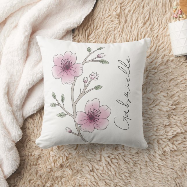 Hübsch rosa Blossom Blumenname Girl Kissen (Decke)
