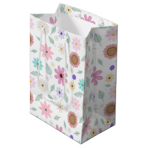 Hübsch rosa Blume Groovy Retro Design Mittlere Geschenktüte