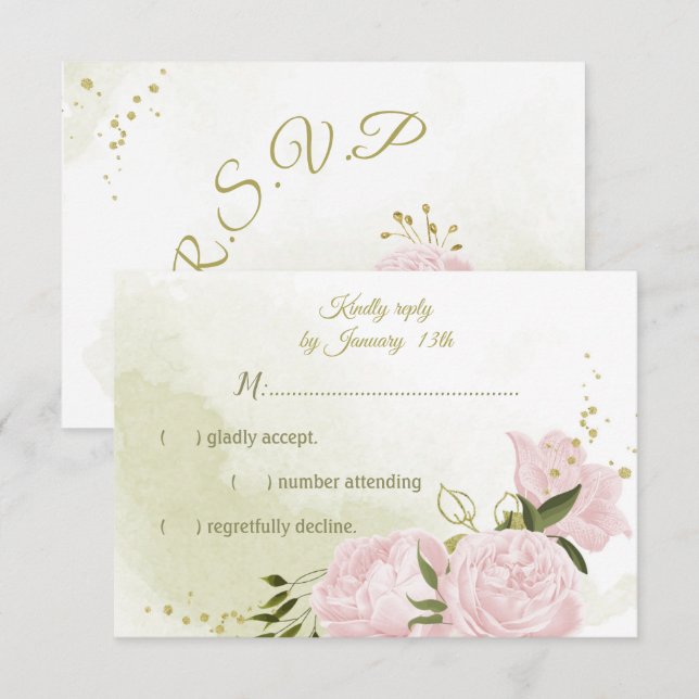 hübsch rosa Blume grün Blätter botanische UAWG ca RSVP Karte (Vorne/Hinten)