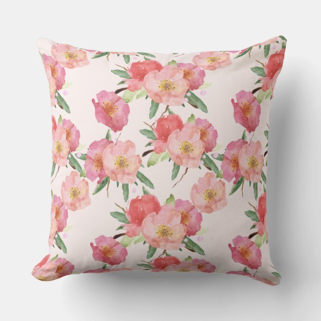 Hübsch-Rosa-Blume Kissen (Vorderseite)
