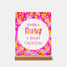 Hübsch rosa Blume Personalisiert Babydusche Acrylschild