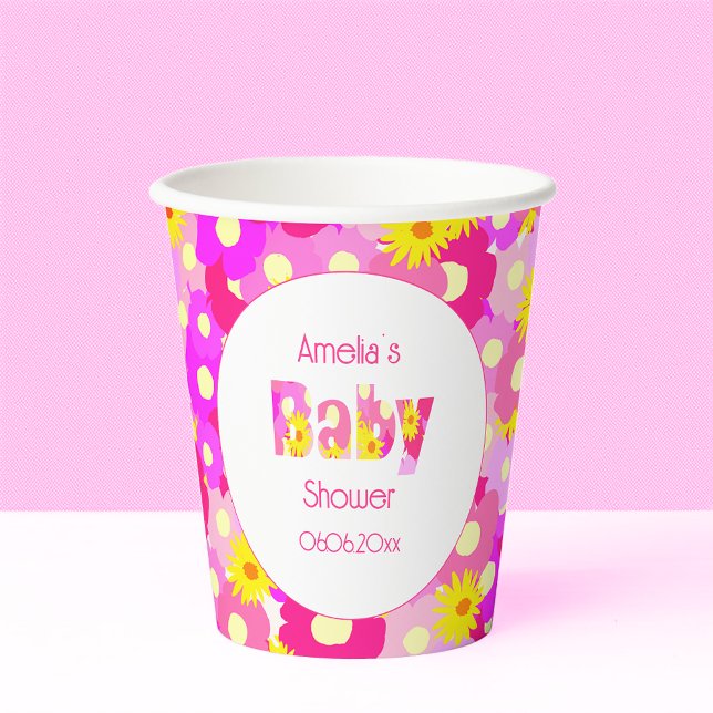 Hübsch rosa Blume Personalisiert Babydusche Pappbecher (Von Creator hochgeladen)