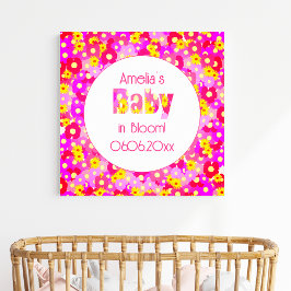 Hübsch rosa Blume Personalisiert Babydusche Poster
