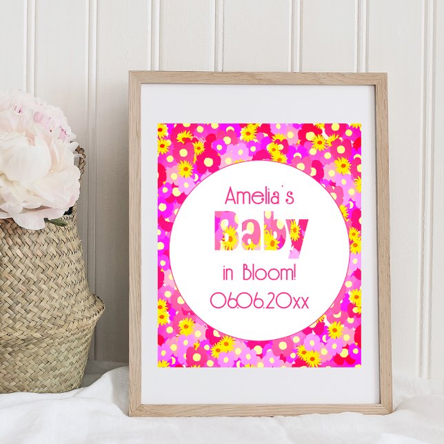 Hübsch rosa Blume Personalisiert Babydusche Poster (Von Creator hochgeladen)