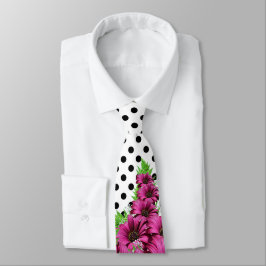 Hübsch-rosa Blume Polka Dot Krawatte