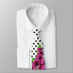 Hübsch-rosa Blume Polka Dot Krawatte