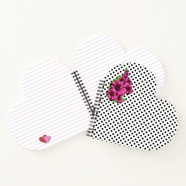 Hübsch-rosa Blume Polka Dot Notizbuch (Innenseite)
