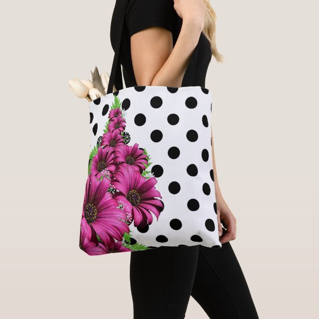 Hübsch-rosa Blume Polka Dot Tasche (Von Nahem)