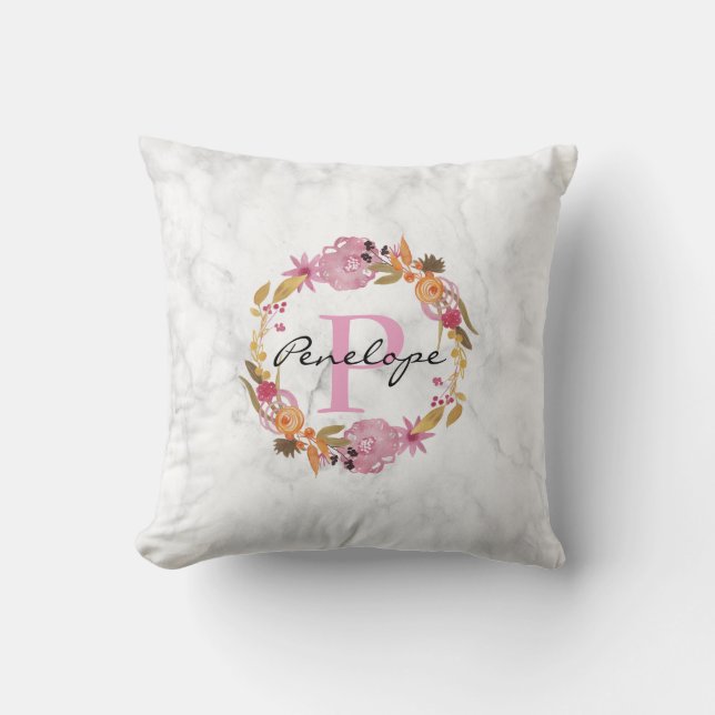 Hübsch-rosa-Blumenkreuz Kissen (Vorderseite)