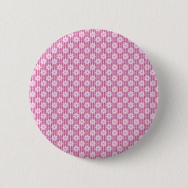 Hübsch rosa Blumenmuster Button (Vorderseite)