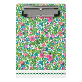 Hübsch rosa Blumenmuster Grün Blätter Moderne Mini Klemmbrett