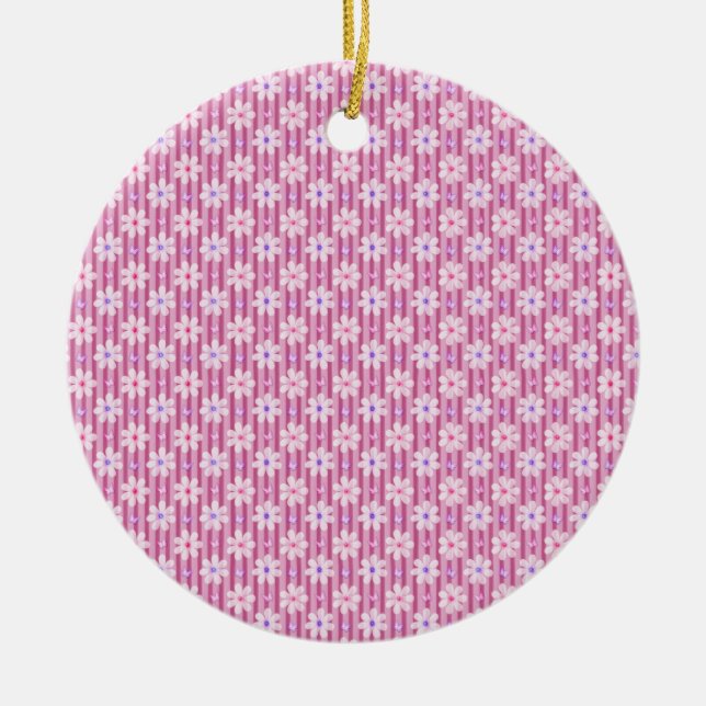 Hübsch rosa Blumenmuster Keramik Ornament (Vorne)