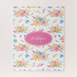 Hübsch rosa Blumenmuster Mit Monogramm