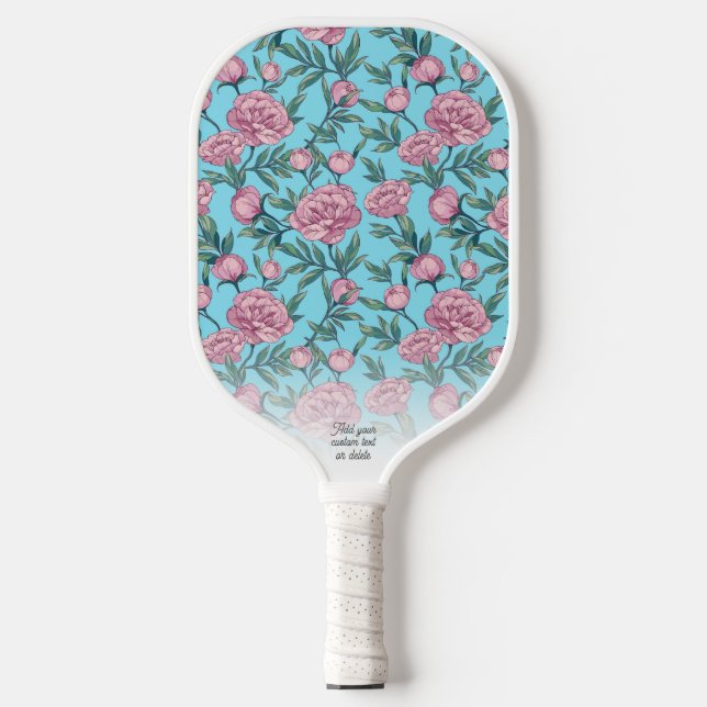Hübsch rosa Blumenmuster Personalisierter Textname Pickleball Schläger (Vorderseite)