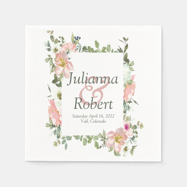 Hübsch rosa Blumenservietten Serviette (Vorderseite)