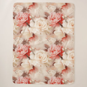 Hübsch rosa Blush Cream Rose floral Sherpadecke