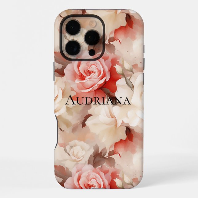 Hübsch rosa Blütencreme iPhone 16 Pro Max Hülle (Rückseite)