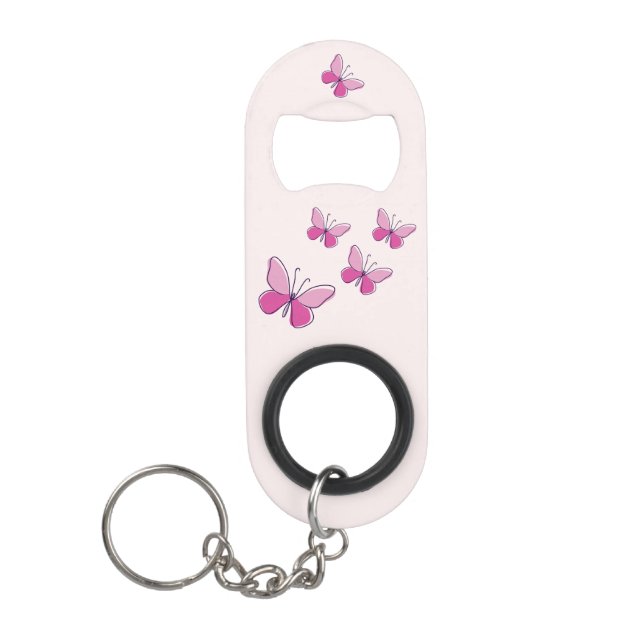 Hübsch rosa Butterfliegen Mini Flaschenöffner (Vorderseite)