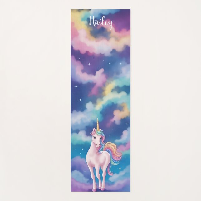 Hübsch Rosa Einhorn Kinder Yoga Mat Yogamatte (Vorderseite)