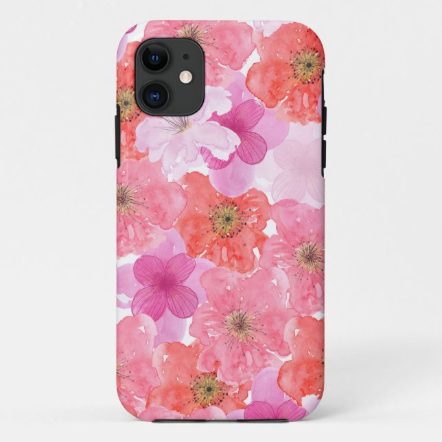Hübsch rosa Farbflora Case-Mate iPhone Hülle (Rückseite)