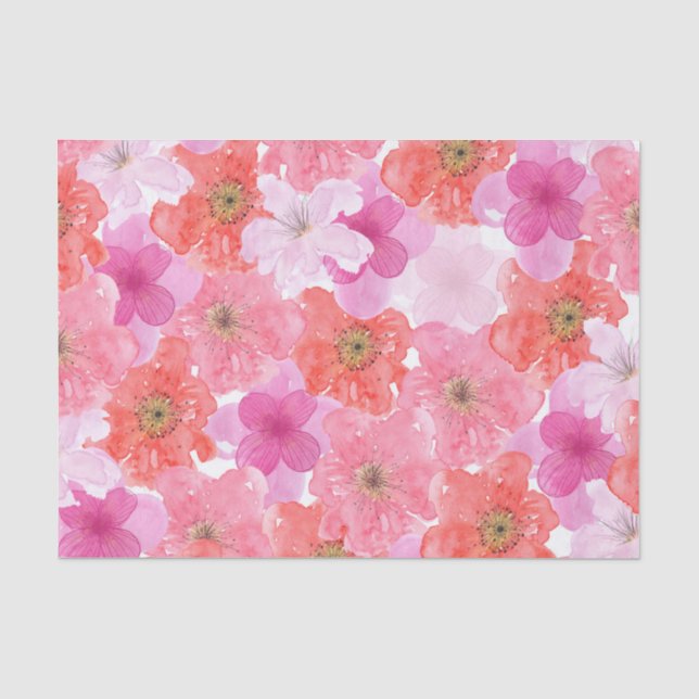 Hübsch rosa Farbflora Seidenpapier (Vorderseite)