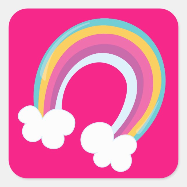 Hübsch-rosa-farbiger Regenbogen Quadratischer Aufkleber (Vorderseite)
