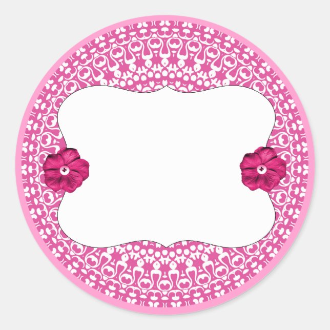 Hübsch rosa Farbkleber für die Blume Blank Runder Aufkleber (Vorderseite)