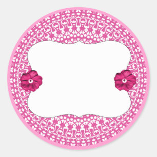 Hübsch rosa Farbkleber für die Blume Blank Runder Aufkleber