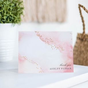 Hübsch Rosa + Faux Gold Glitter Dankeskarte