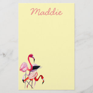 Hübsch rosa Flamingo auf blau Briefpapier