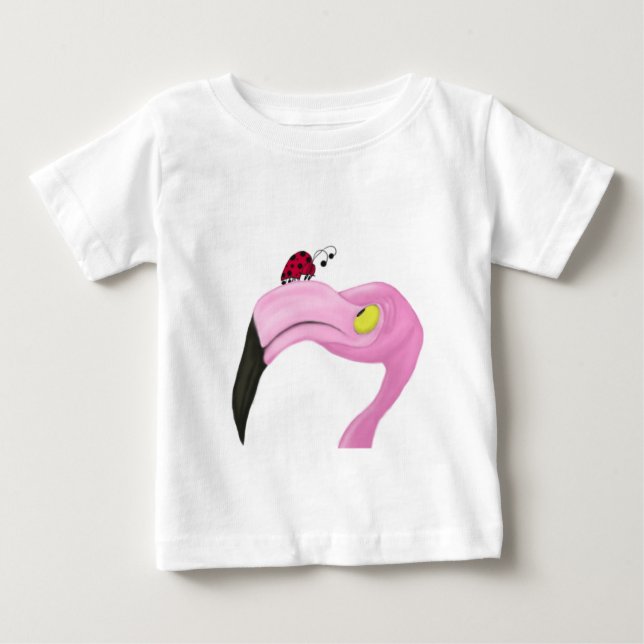 Hübsch rosa Flamingo Baby T-shirt (Vorderseite)