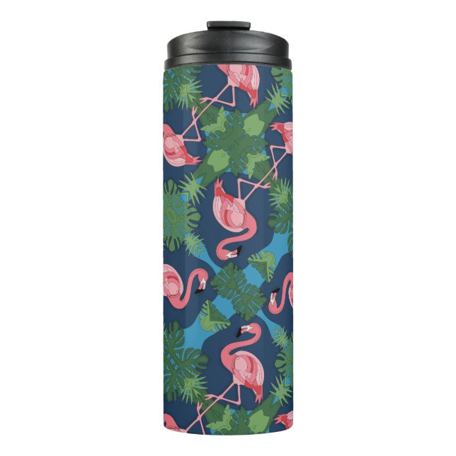 Hübsch rosa Flamingo-Muster Thermosbecher (Vorderseite)