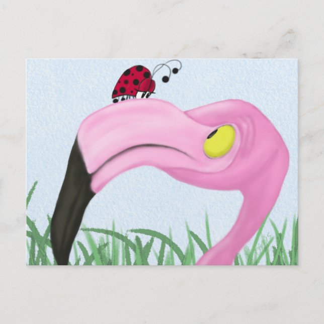 Hübsch rosa Flamingo Postkarte (Vorderseite)