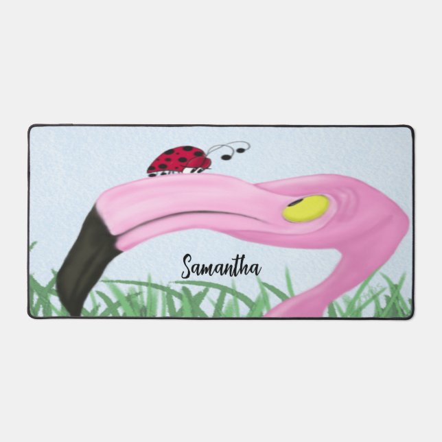 Hübsch rosa Flamingo Schreibtischunterlage (Vorderseite)