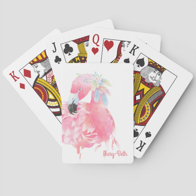 Hübsch rosa Flamingo Spielkarten (Rückseite)