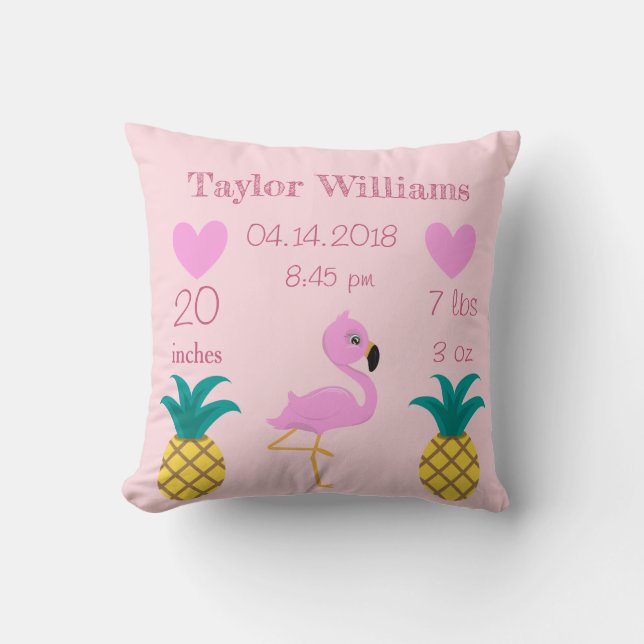 Hübsch rosa Flamingo und Ananas Kissen (Vorderseite)