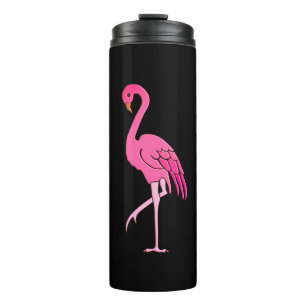 Hübsch rosa Flamingos Fuchsia Pink und Schwarz Thermosbecher