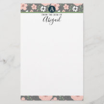 Hübsch-Rosa-Floral-Monogramm-Extravagantes Skript