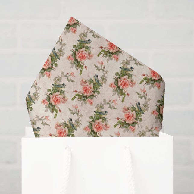 Hübsch rosa Floral Seidenpapier (Geschenktüte)