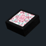 Hübsch rosa Floral weiß Erinnerungskiste<br><div class="desc">Diese hübsche Geschenkboxen weist einen rosa Blumenmuster-Hintergrund auf. Personalisieren Sie das Monogramm Ihrer Wahl.</div>