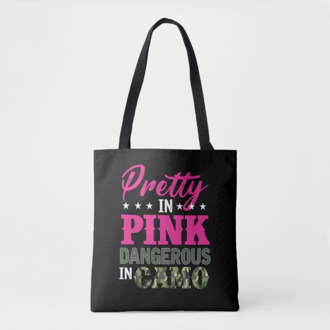 Hübsch rosa gefährliches Jagdtier der Camouflage Tasche (Vorderseite)